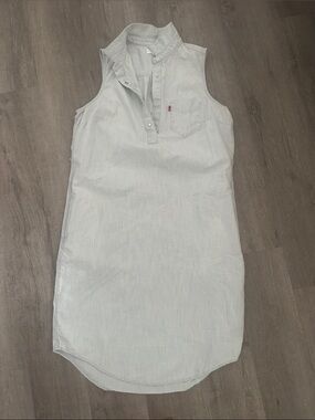 Levi's Light Blue Sleeveless Midi Shirt Dress